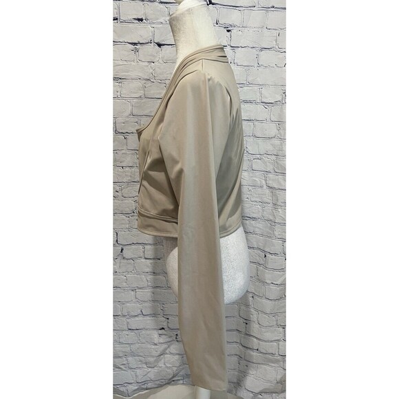 Nova Sport Women’s Beige Halter Athletic Crop Long Sleeve Size M/L - Picture 3 of 5